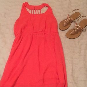 Pink Flowy cinched waist summer dress